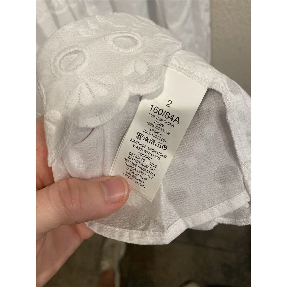 NWT Kate Spade White Eyelet Capped Sleeve Dress Sz. 2 Rush Classic Preppy Soror